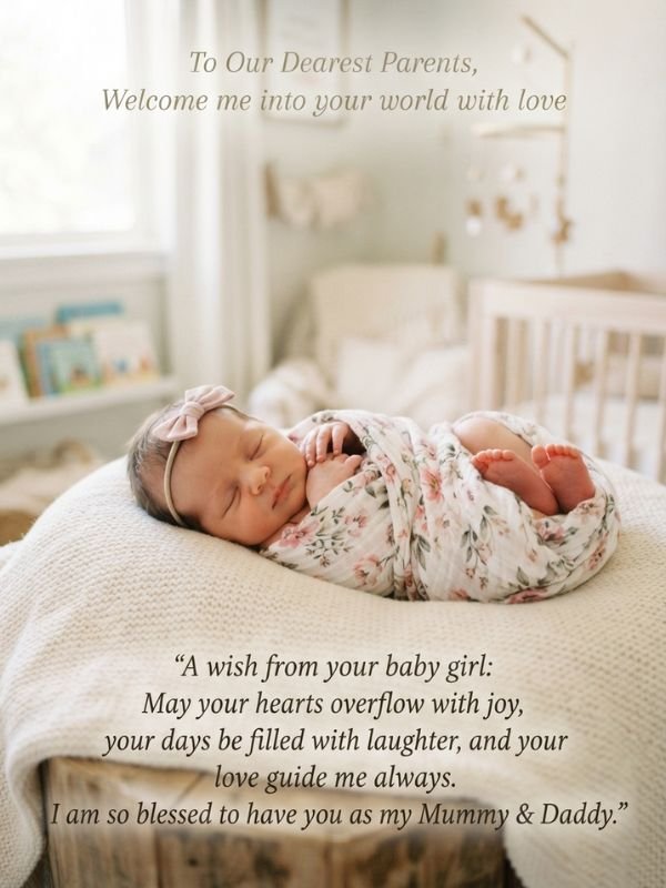 New Born Baby Girl Wishes to Parents
