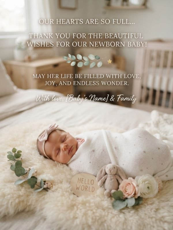 Thanks message for new born baby wishes